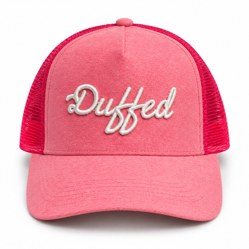 Duffed Azalea Script Trucker — front product view