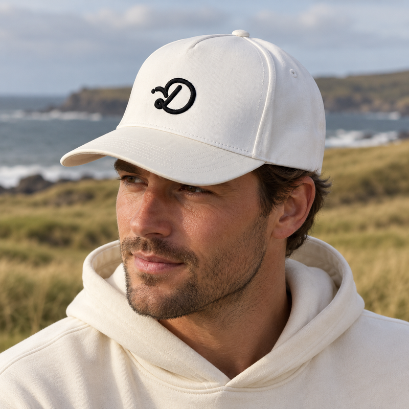 Duffed Chalk D — View 01 Cap — White lifestyle