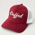 Duffed Claret & White Script Trucker — Claret / White product