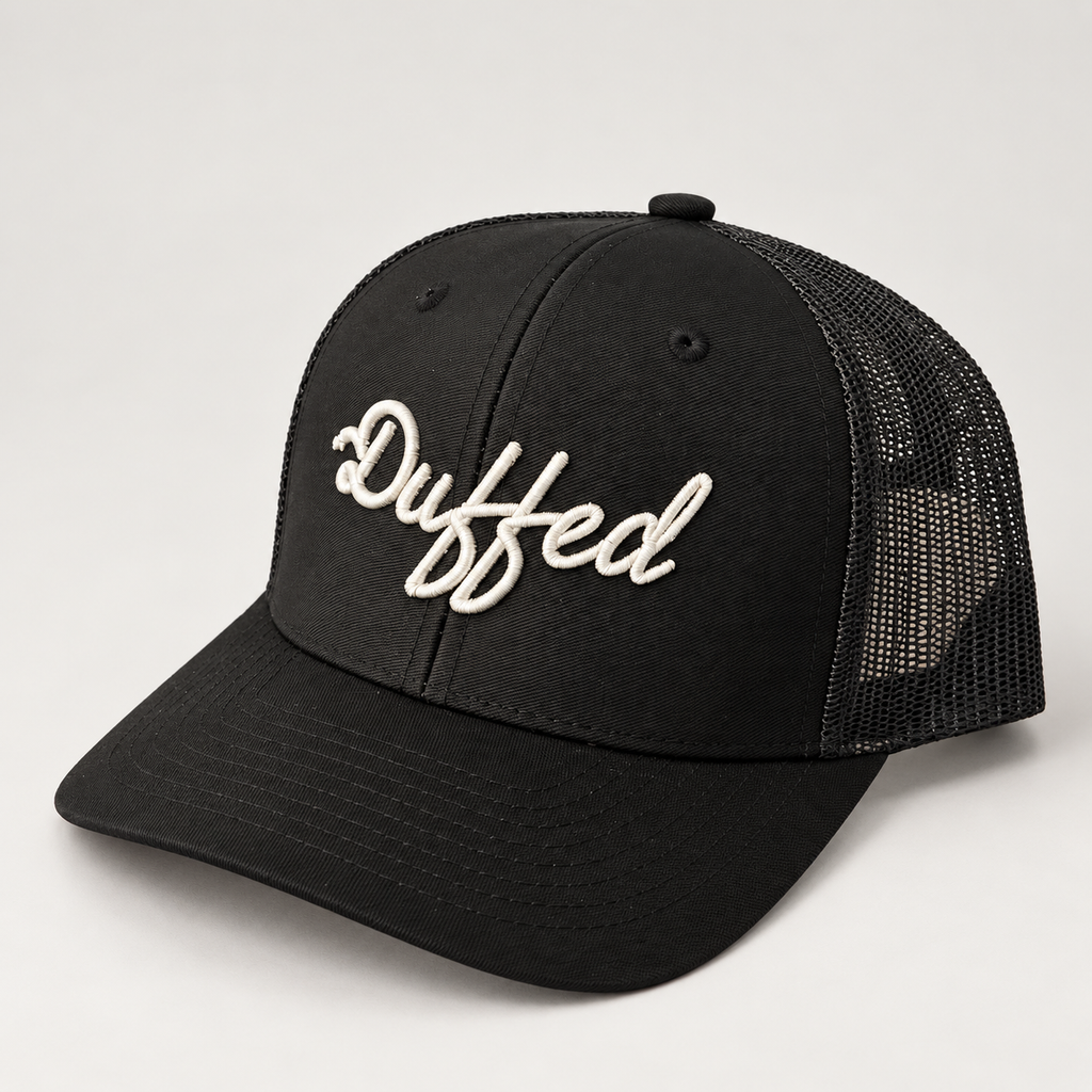 Duffed Classic Black Script Trucker — Black product