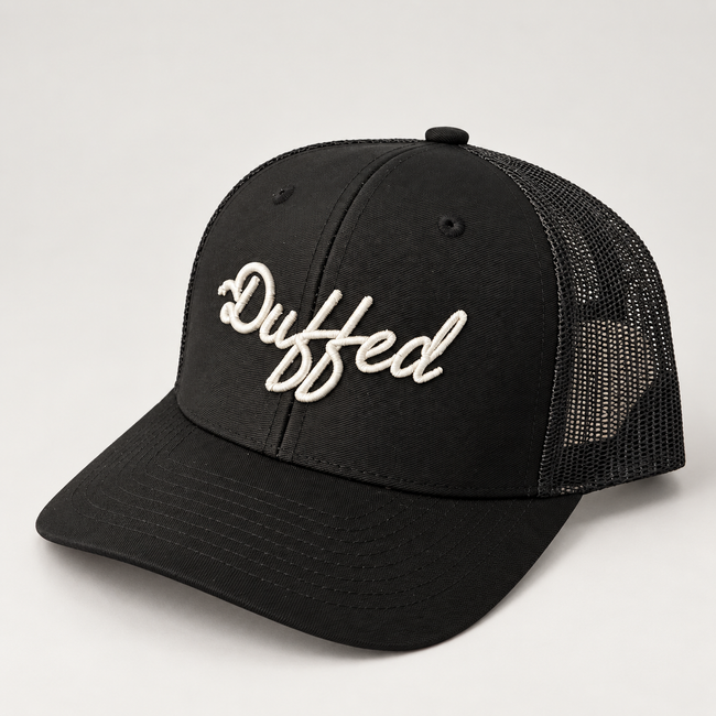 Duffed Classic Black Script Trucker — Black product