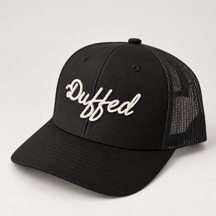 Duffed Classic Black Script Trucker — Black product