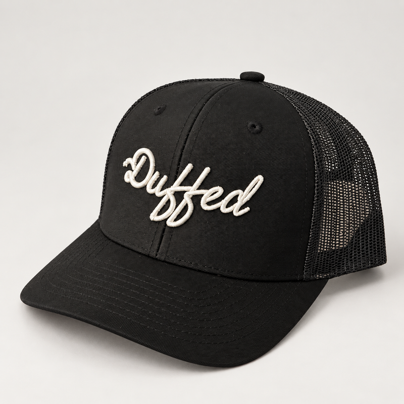 Duffed Classic Black Script Trucker — Black product