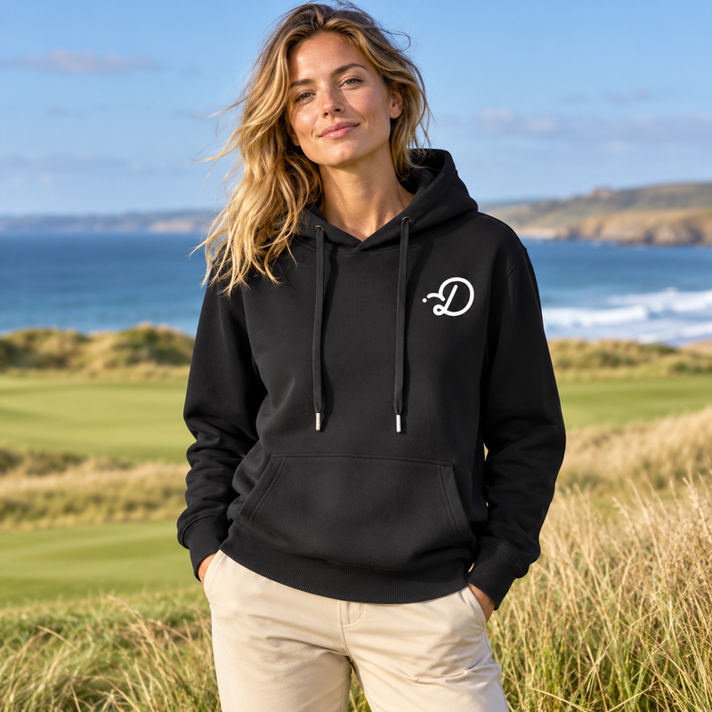 Duffed Classic Unisex Cotton Hoodie — Classic Black — coastal golf lifestyle