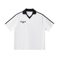 Duffed Contrast Collar Striped Jersey — White with Black — front product view