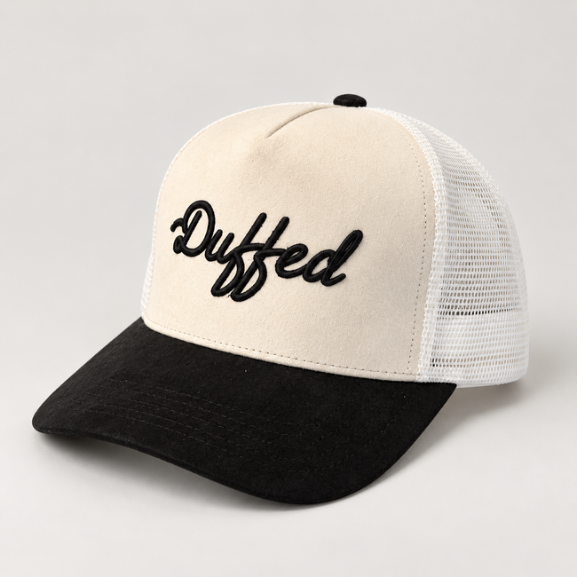 Duffed Contrast Script Trucker — Cream / Black product