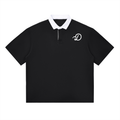 Duffed Essential Contrast Polo — Black — front product view