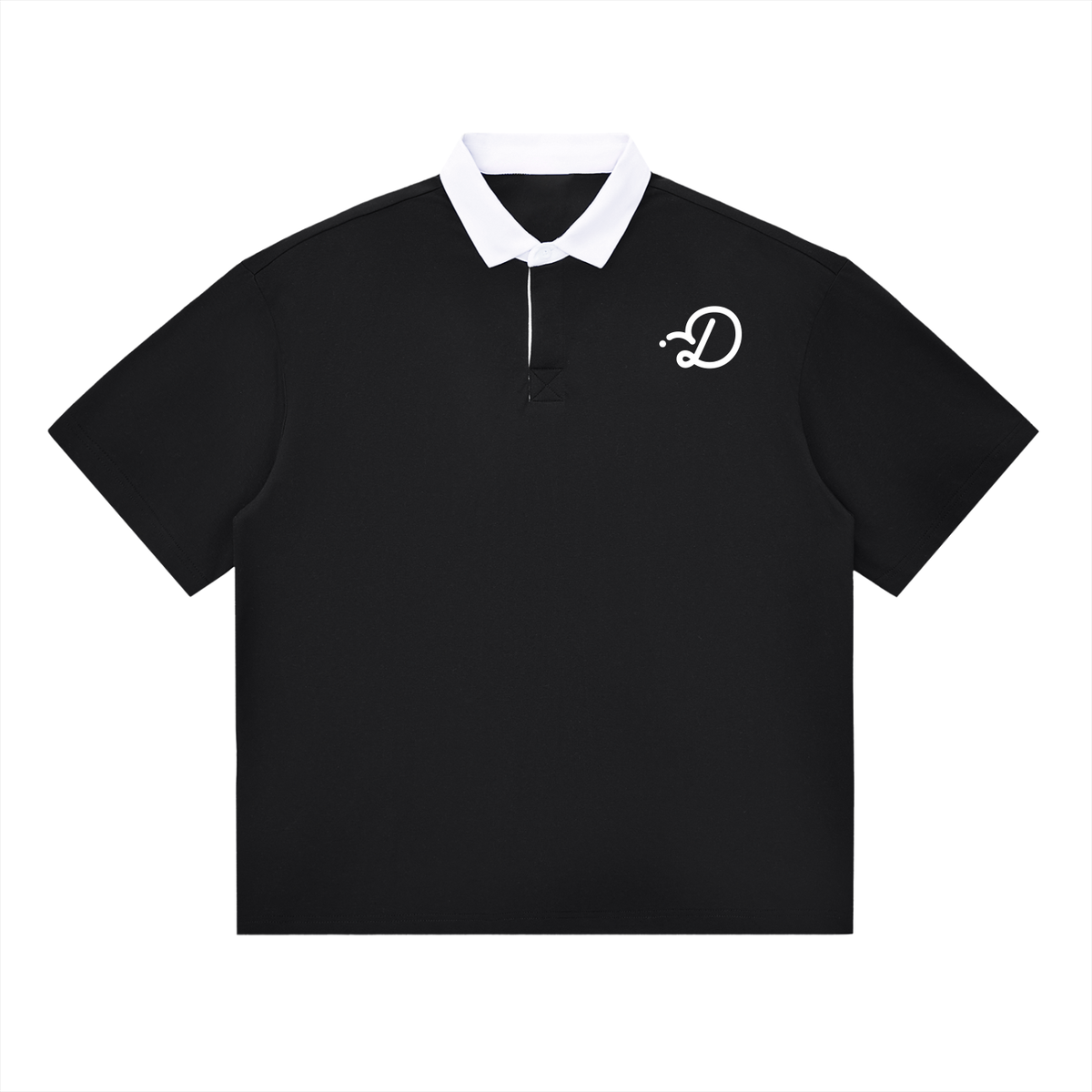 Duffed Essential Contrast Polo — Black — front product view