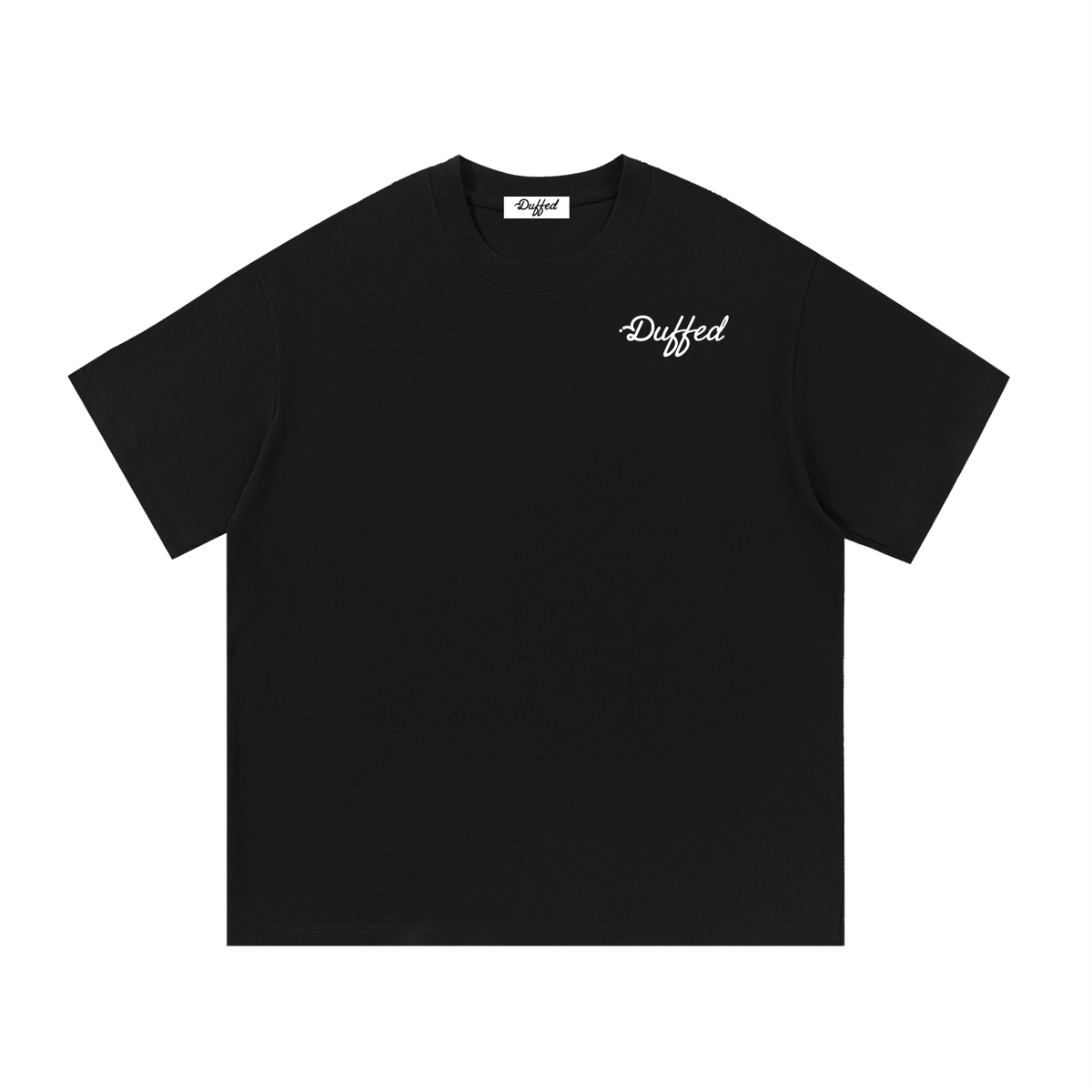 Duffed Essential Cotton T-Shirt — Black — front product view