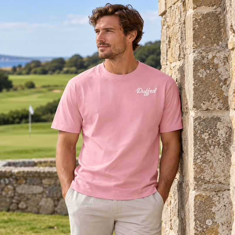 Duffed Essential Cotton T-Shirt — Pink — coastal golf lifestyle