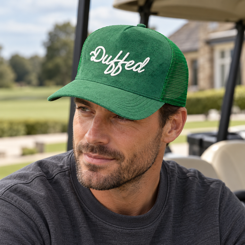 Duffed Green Script Trucker — Green lifestyle