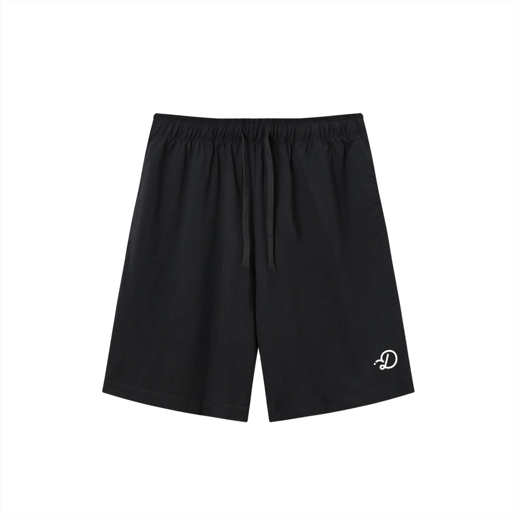Duffed Lightweight Drawstring Shorts — Black — front product view