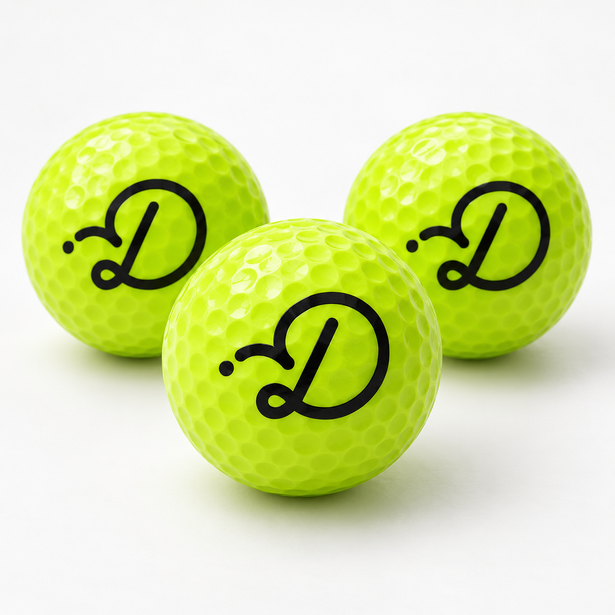 Duffed Lime D Golf Balls — Lime colour option with black Duffed D logo