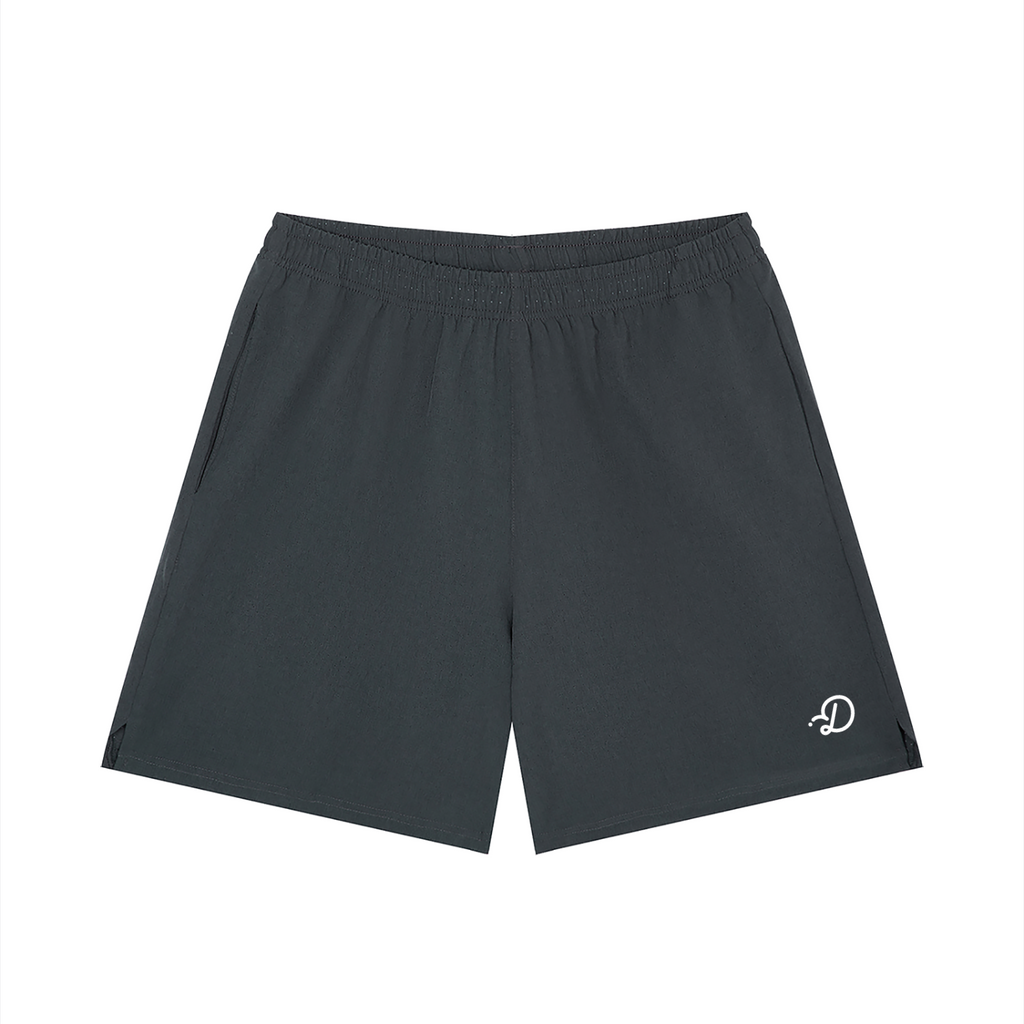 Duffed Loose Fit Elastic Waist Shorts — Dark Gray — front product view