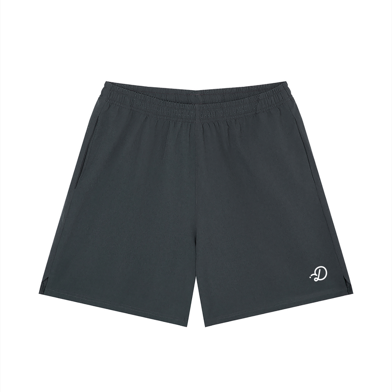 Duffed Loose Fit Elastic Waist Shorts — Dark Gray — front product view