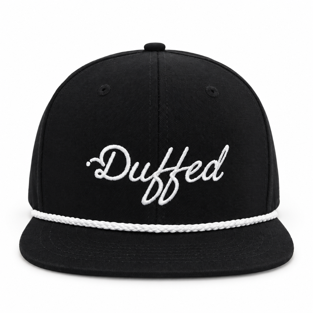 Duffed Midnight Script Rope Cap — front product view