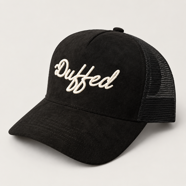 Duffed Midnight Script Trucker — Black product