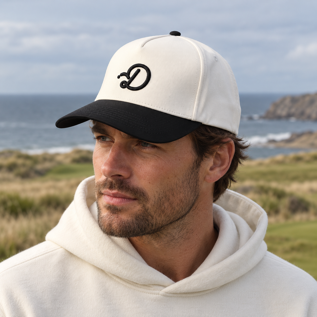Duffed Monochrome D Cap — White / Black lifestyle