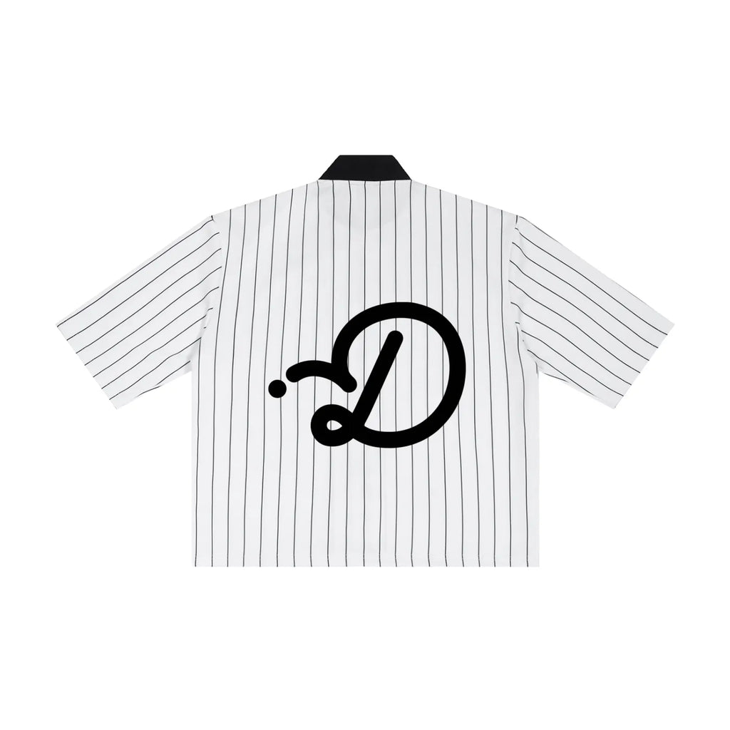 Duffed Pinstripe Script Jersey — back product view
