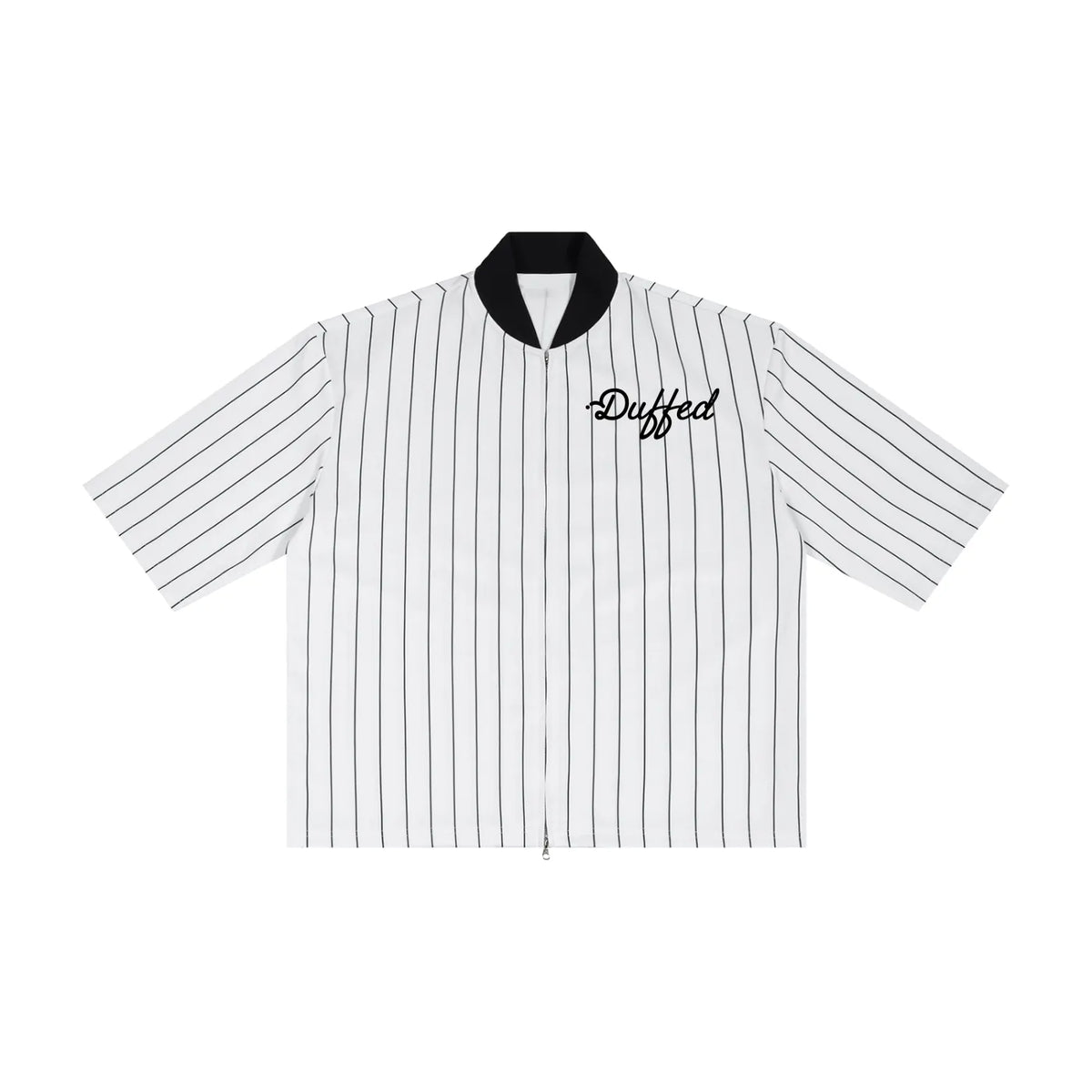 Duffed Pinstripe Script Jersey — front product view