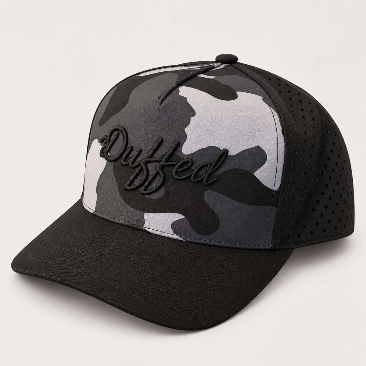 Duffed Shadow Camo Script Cap — Grey Camo / Black product