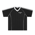 Duffed Shadow Stripe Collared Jersey — Black with White — front product view