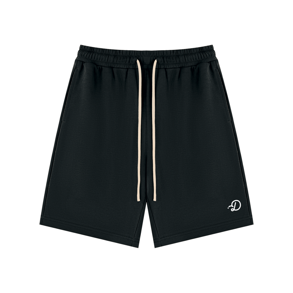 Duffed Unisex Drawstring Shorts — Black — front product view