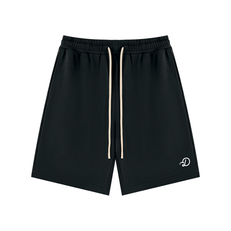 Duffed Unisex Drawstring Shorts — Black — front product view