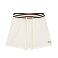 Duffed Unisex Striped Drawstring Shorts — Apricot — front product view